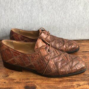 David Eden Mens‎ Size 10 Alligator Brown Carmel Lace Up Dress Shoes Exotic